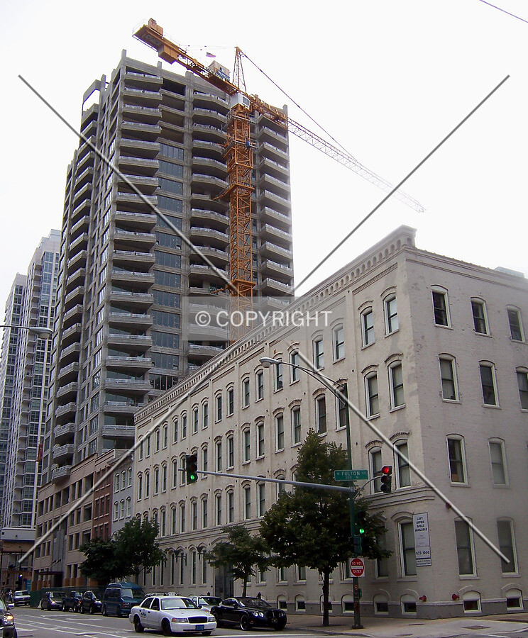 Looking southwest from the intersection of Fulton and Jefferson Streets