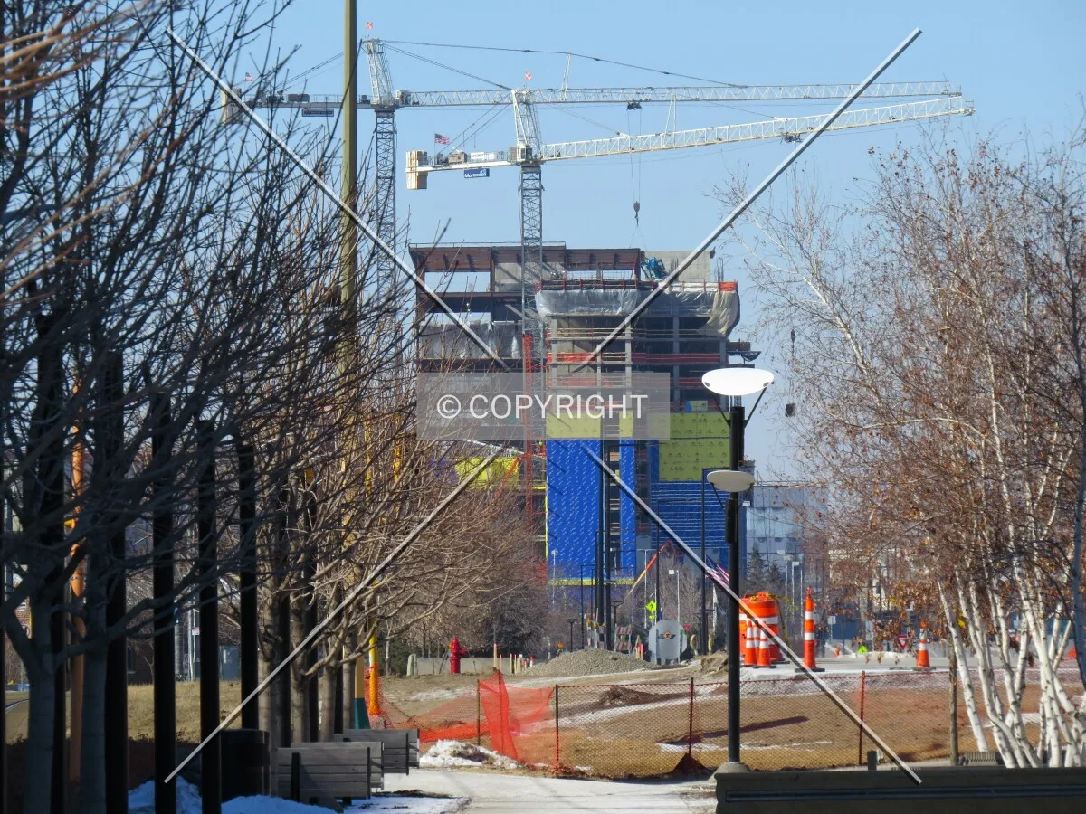 Distant view to the west from the Metro Transit Green Line Bloomington Central Station