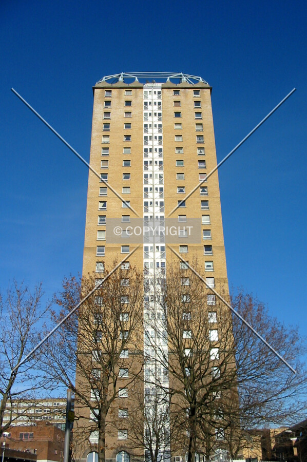 Looking up from Tarling Street