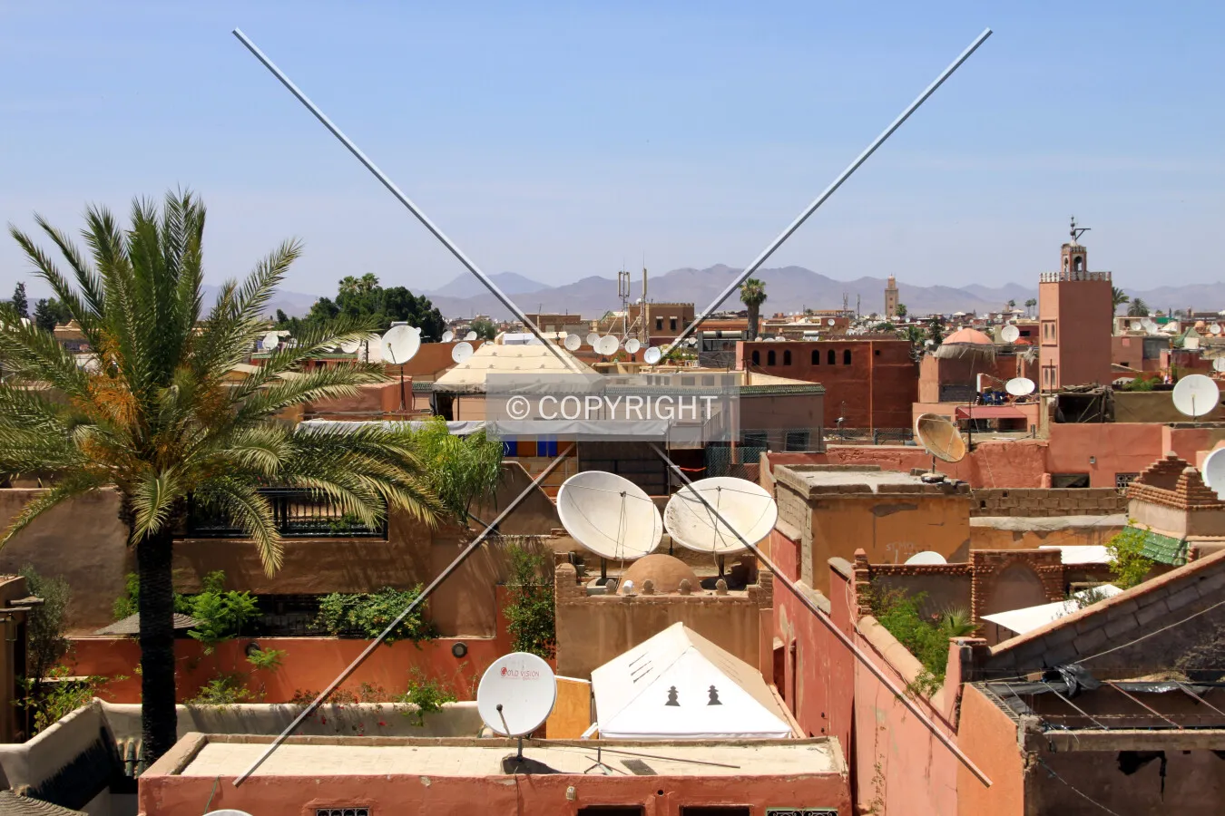 Rooftops of central Marrakech viewed from El Badii Palace