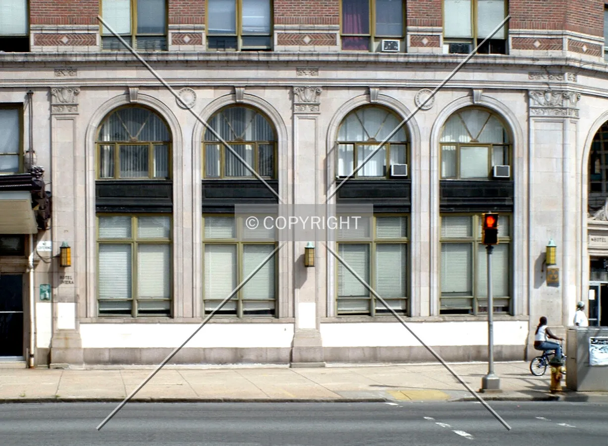 Street level details facing Clinton Avenue