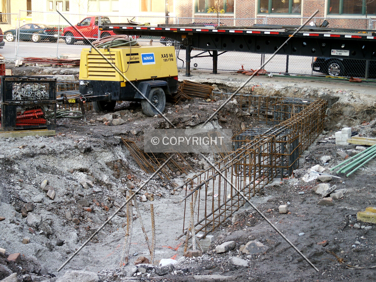 Reinforcing bars for lower wall section at the southeast corner