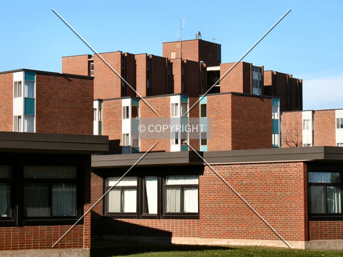 Rising above Vermilion Hall and the short Griggs Hall units
