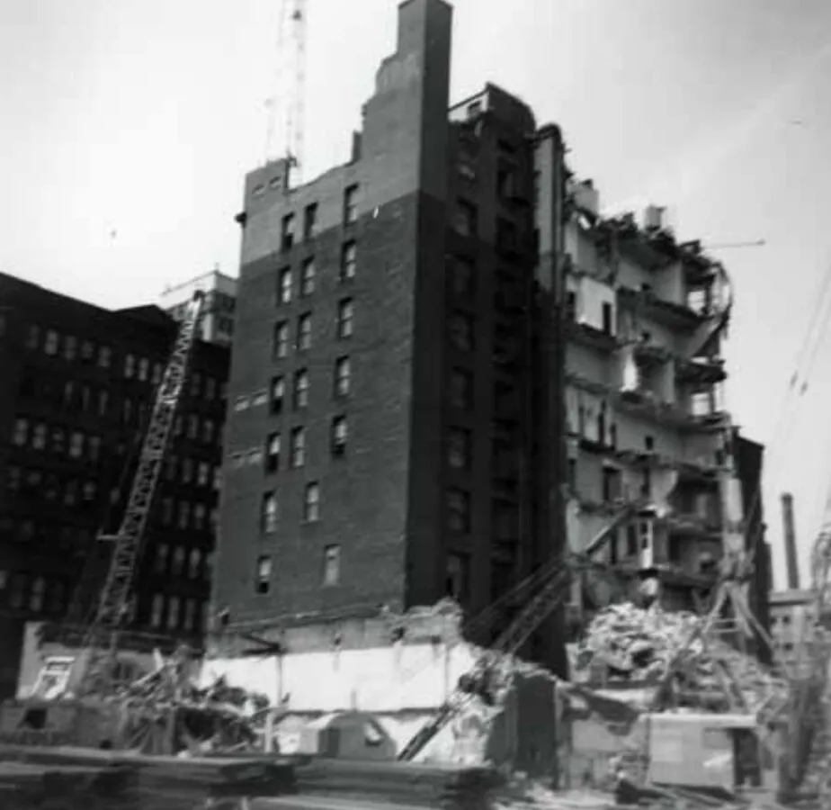 View during demolition; 1963