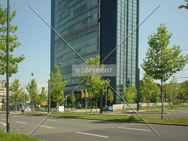 Base of the tower as seen from a nearby Mercedes-Benz dealer