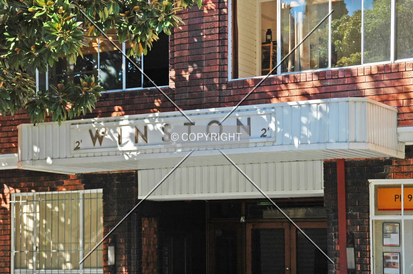 Awning above the entrance