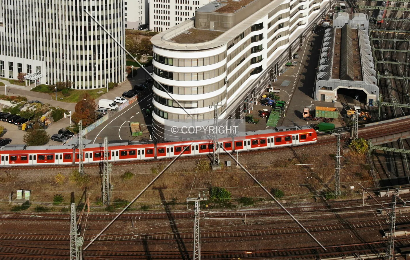 S-Bahn running on rails tracks