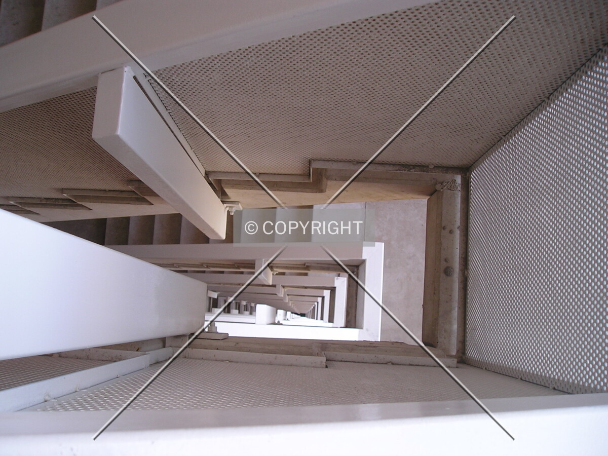 Looking down the stairs from the 21st floor