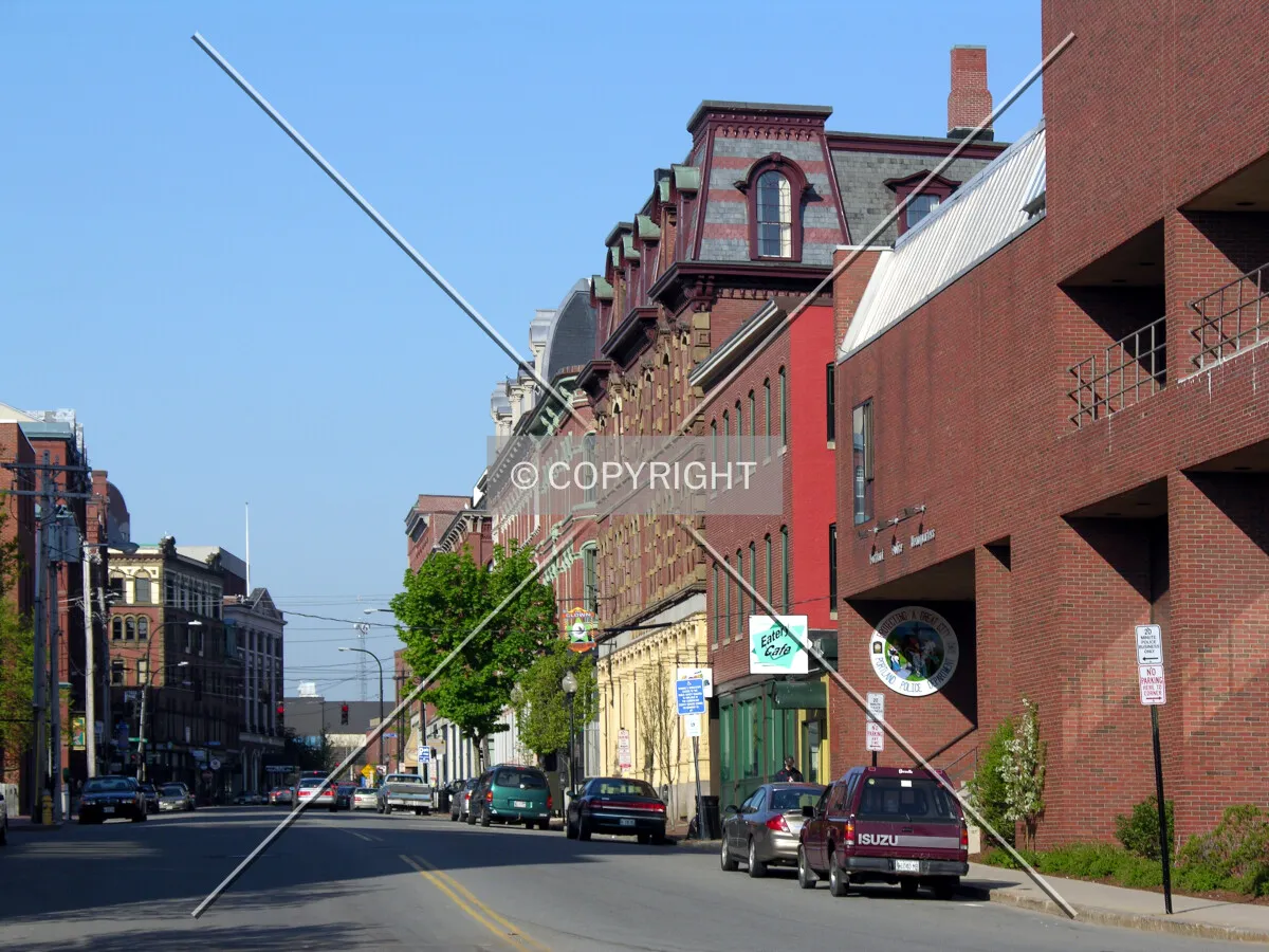 Looking south along historic Fore Street
