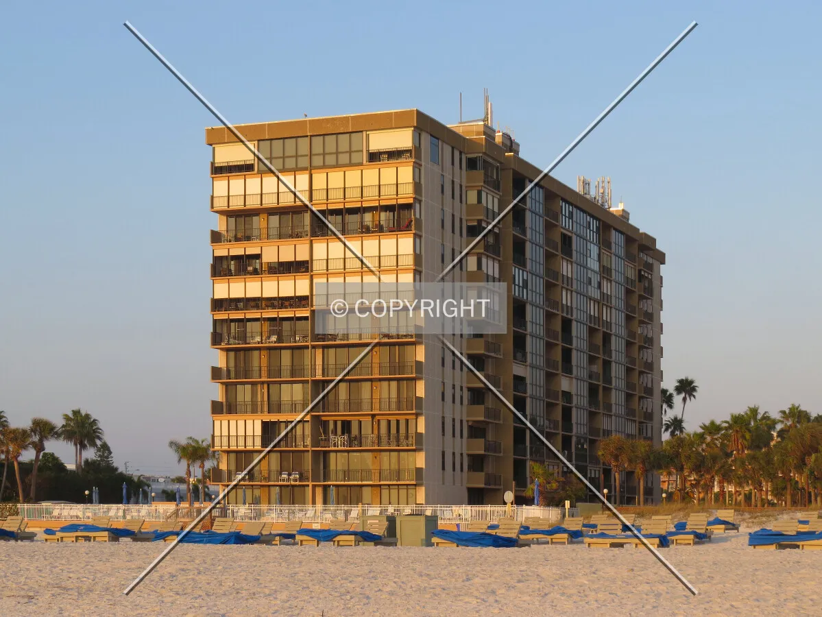 View to the northeast from the beach at sunset