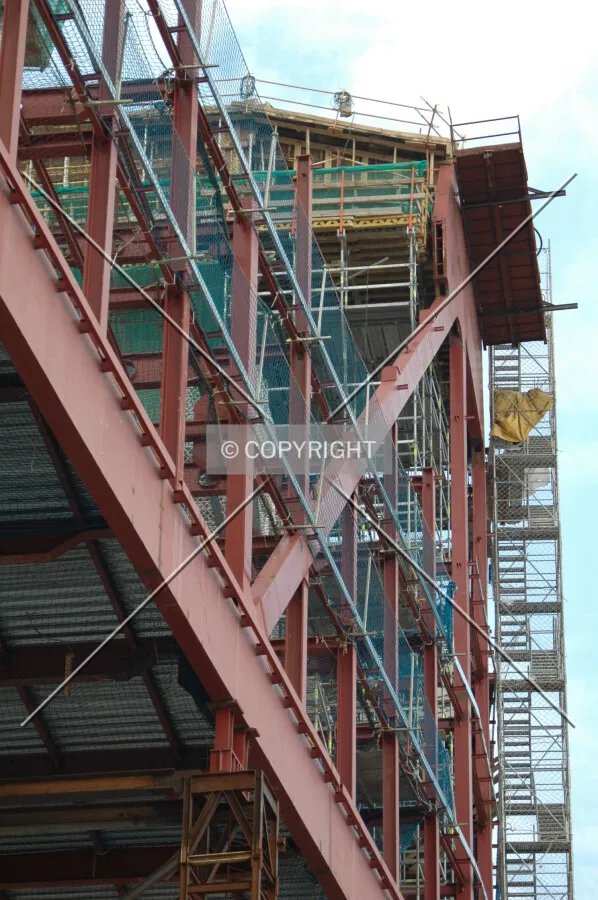 Close up of a diagonal steel beam