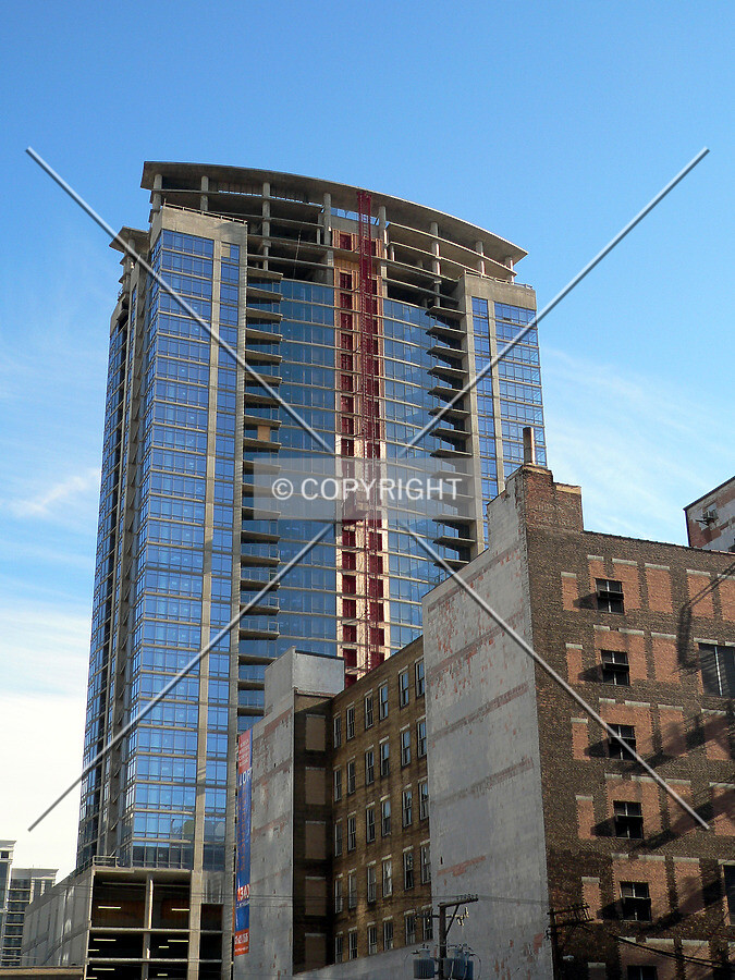 View to the east from Wabash Avenue from the Glashaus construction site