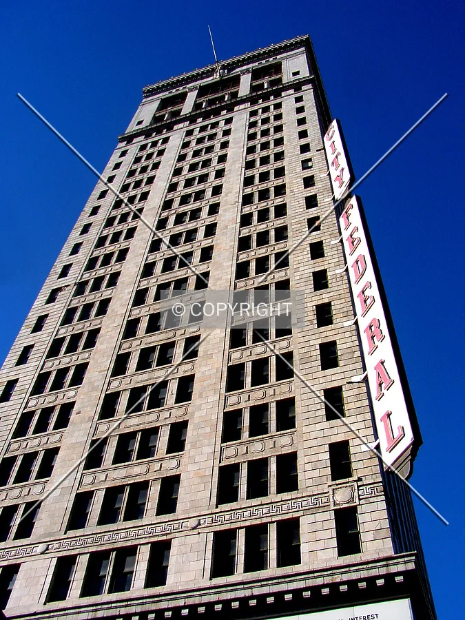 Looking up the southern facade from 2nd Avenue North