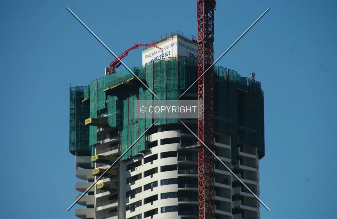 Top of the building viewed from the west