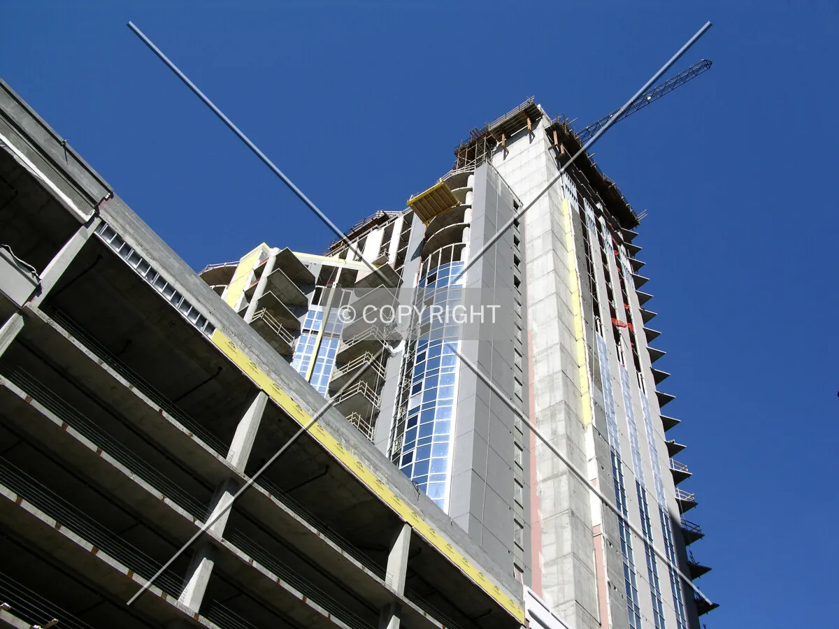 Looking up the southeast side of the tower portion