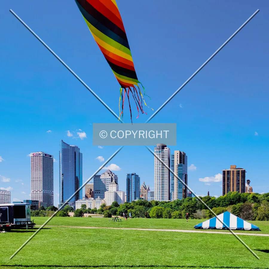 View across the park towards downtown; September 6, 2021
