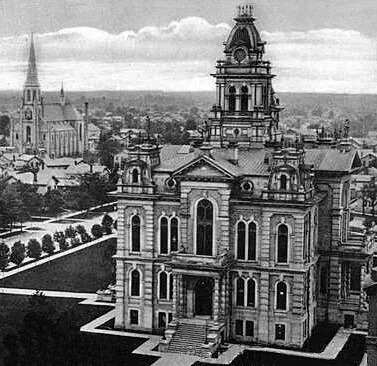 Vintage view from the northeast showing original construction
