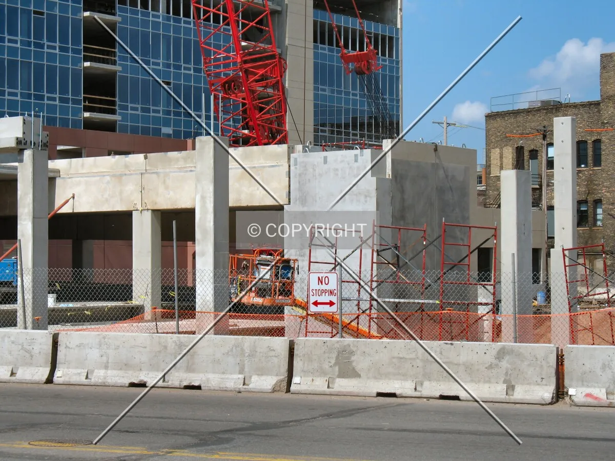 Structural supports for the first level of the Central Avenue wing