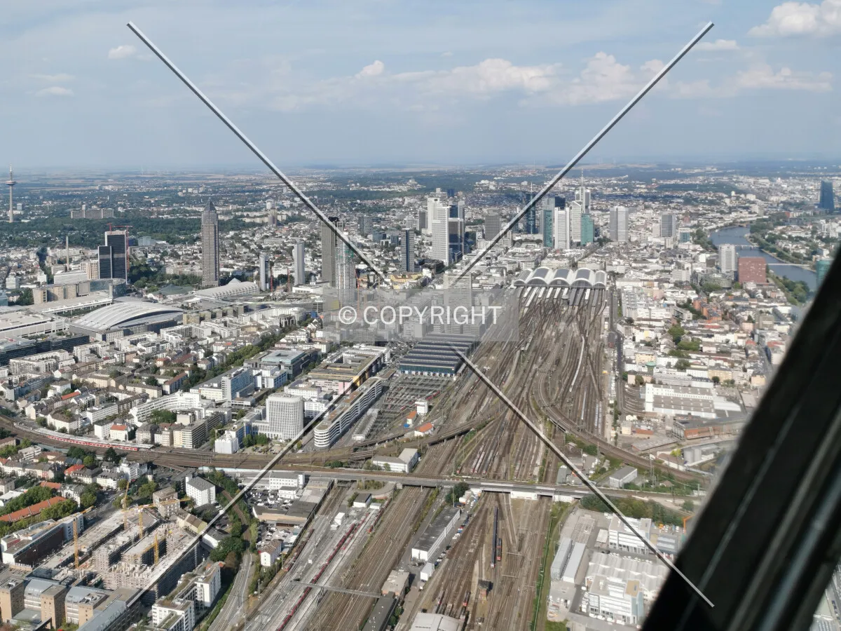 Flight with a helicopter over Frankfurt