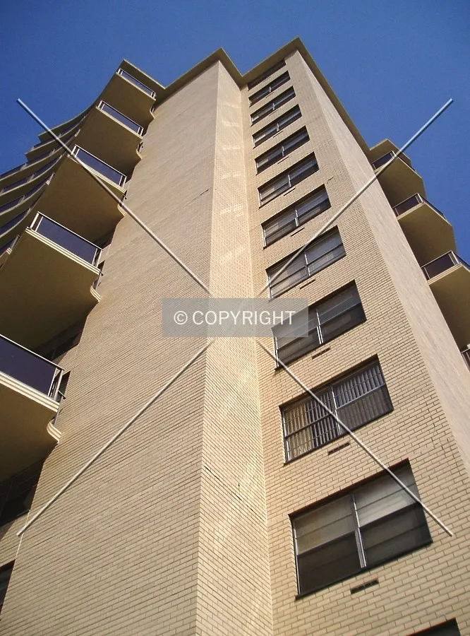 Looking up the southwest corner
