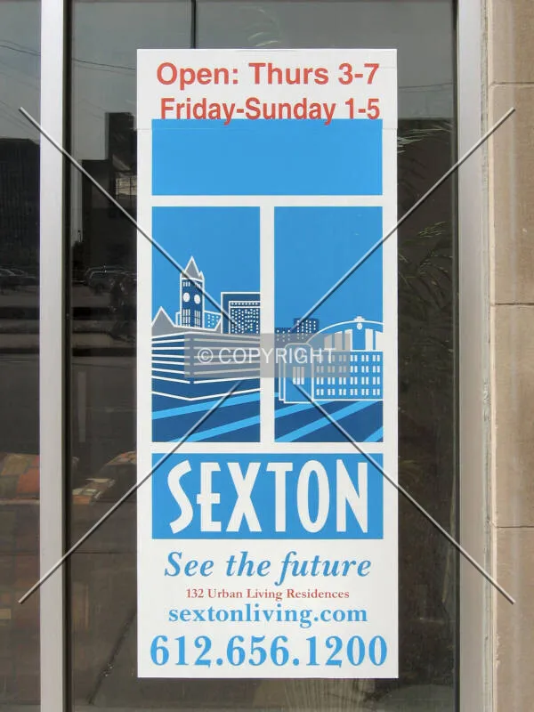Advertisement in the sales center window