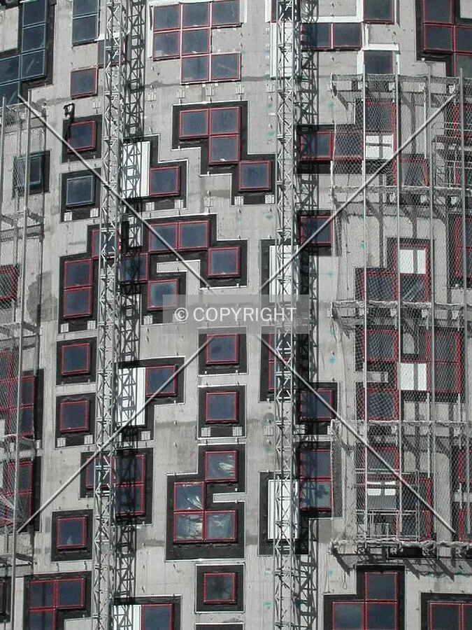 Close view of the facade lifts
