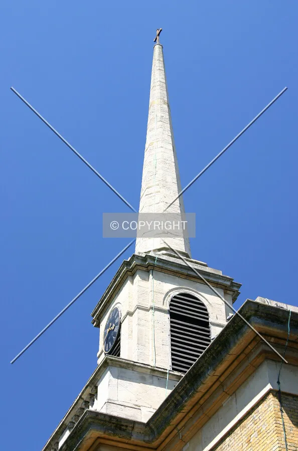 Side view north of the spire from King Square