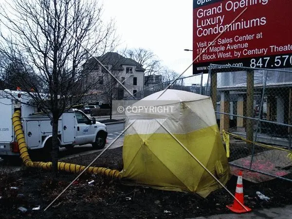 Tent covering telephone line work