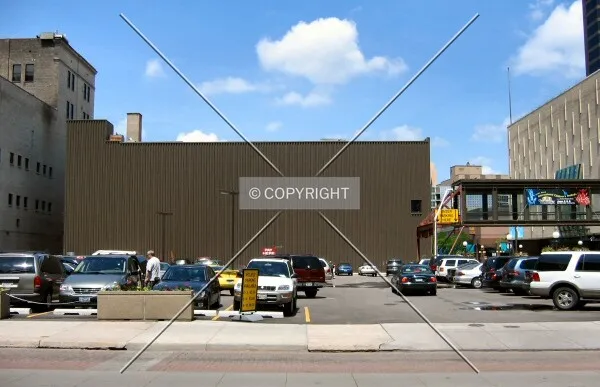 A skyway to nowhere; view from the south across 6th Street