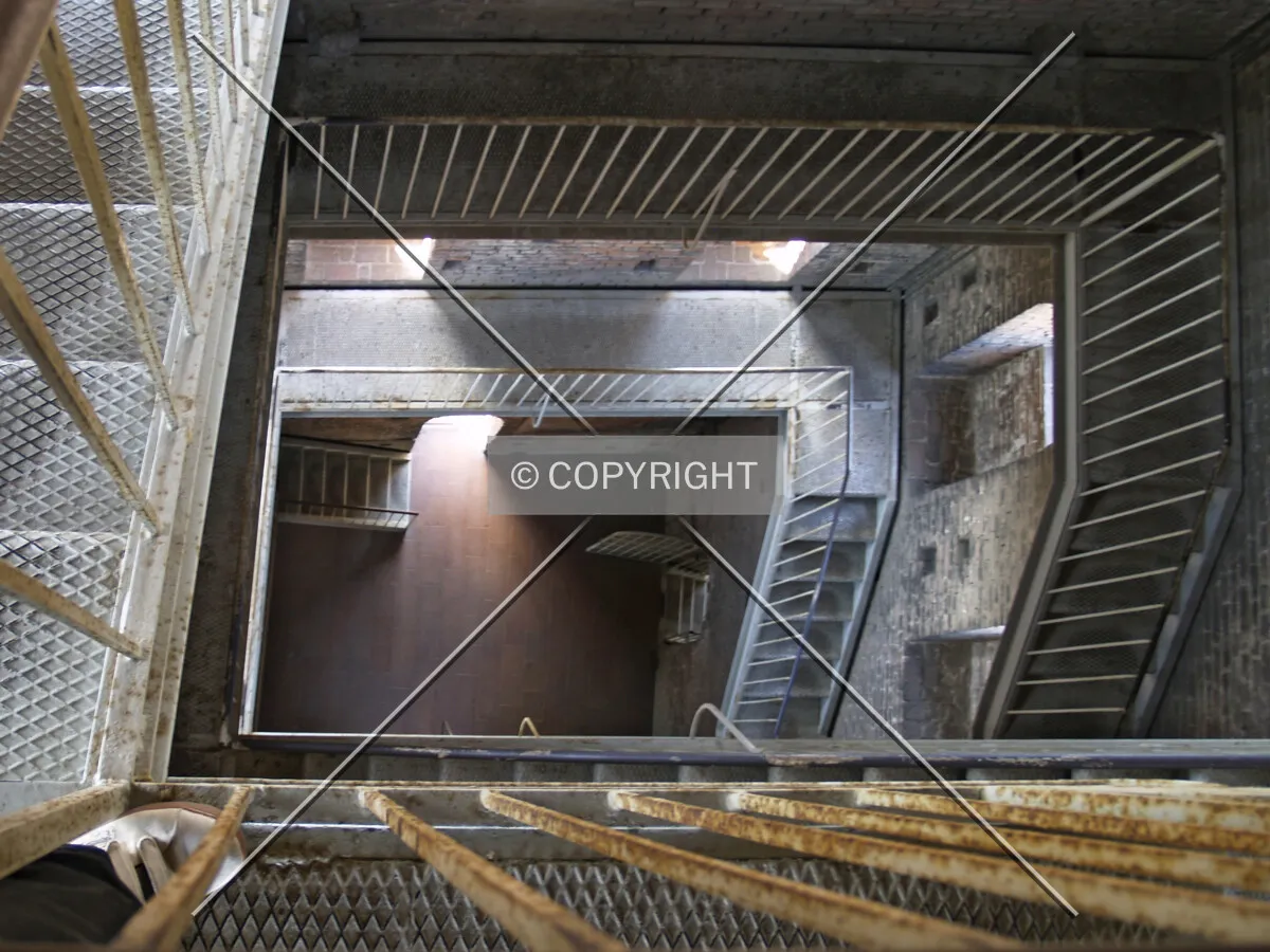 Looking down from inside the tower