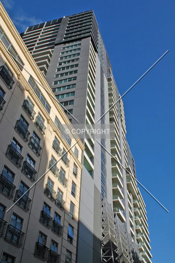 Looking up the northwest corner