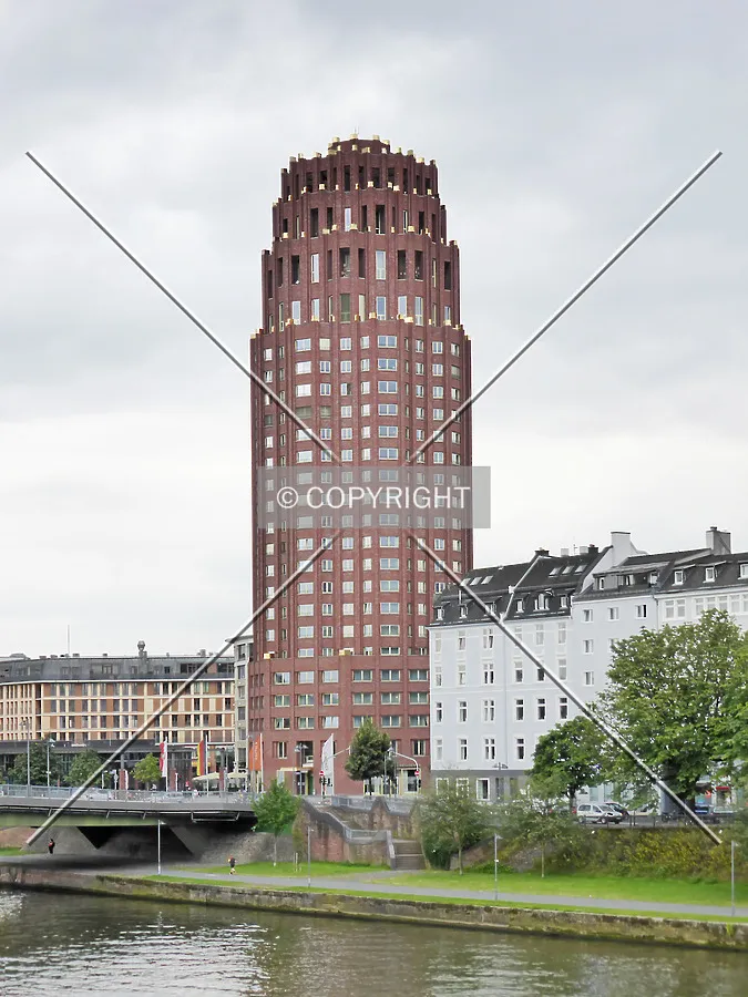 Main Plaza tower during a cloudy day in Frankfurt