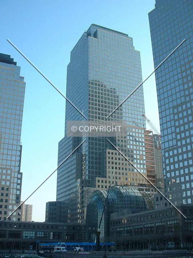 Three World Financial Center with damaged corner from WTC Disaster