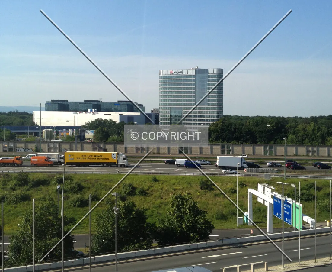 The new DB Schenker headquarters as seen from Terminal 2 in Frankfurt