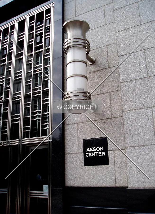 Lantern and building sign east of the south entrance