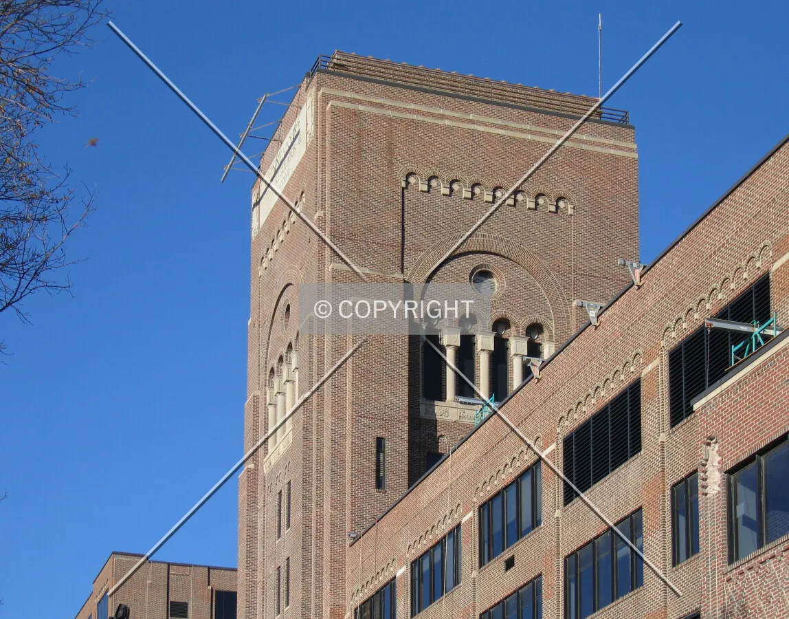 Close-up of brickwork on tower