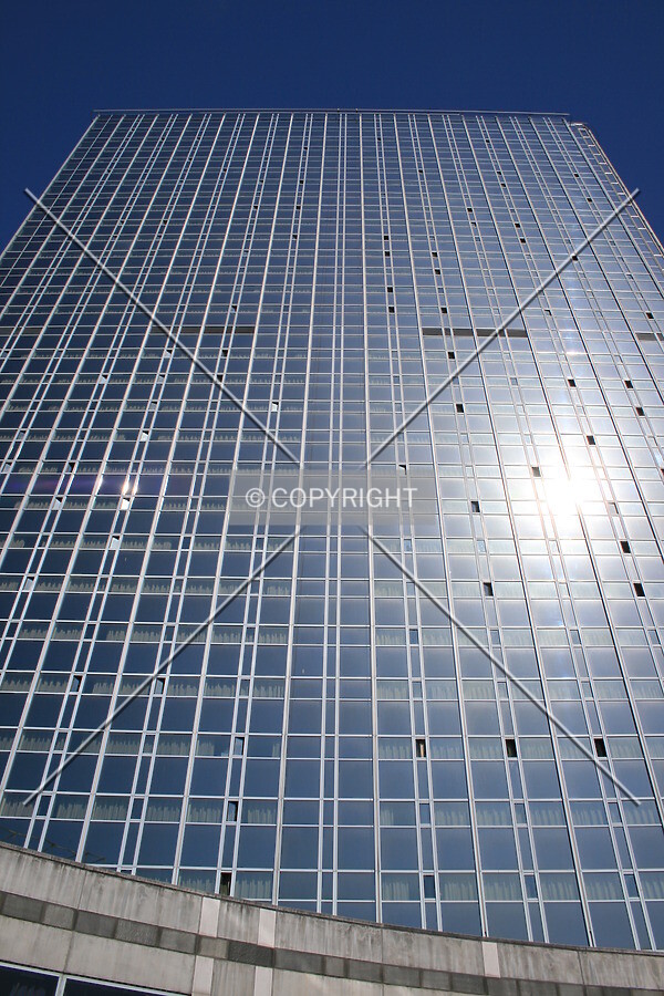 Looking up the southeast facade