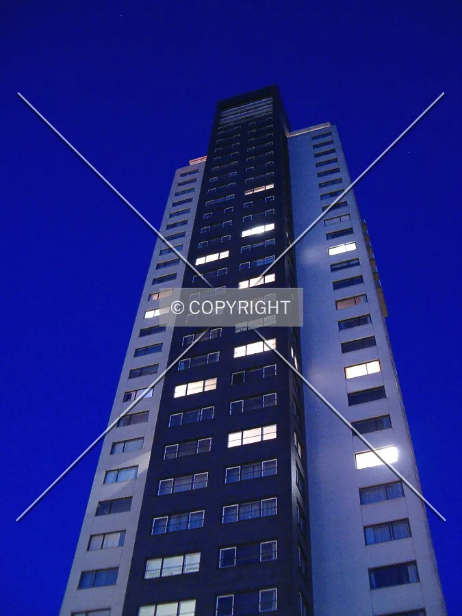 Looking up from the west at night