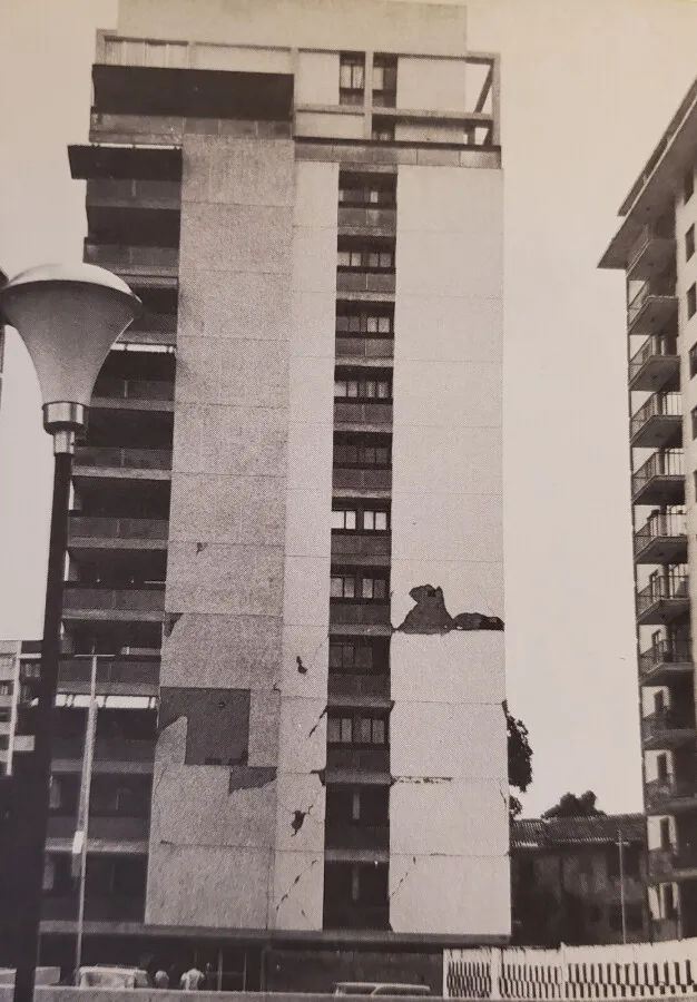 Vintage view after being damaged by an earthquake