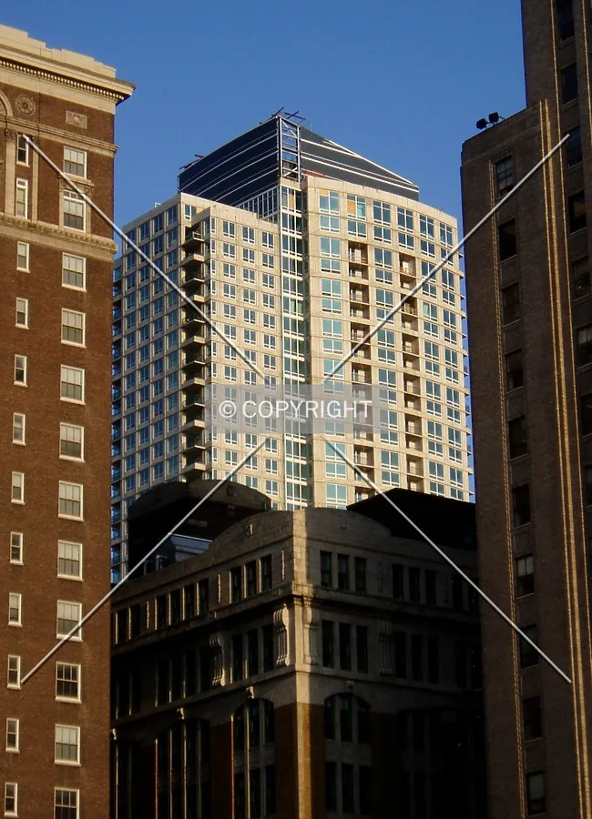 Top from the northwest, between the Benjamin Franklin House and the Edison Building