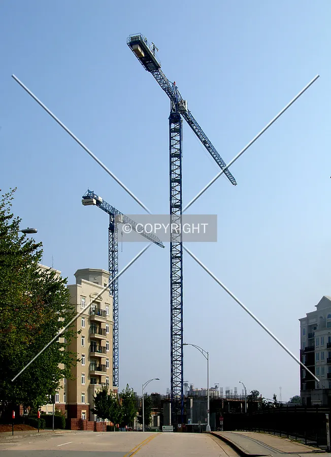 Cranes from the southwest along North Pine Street