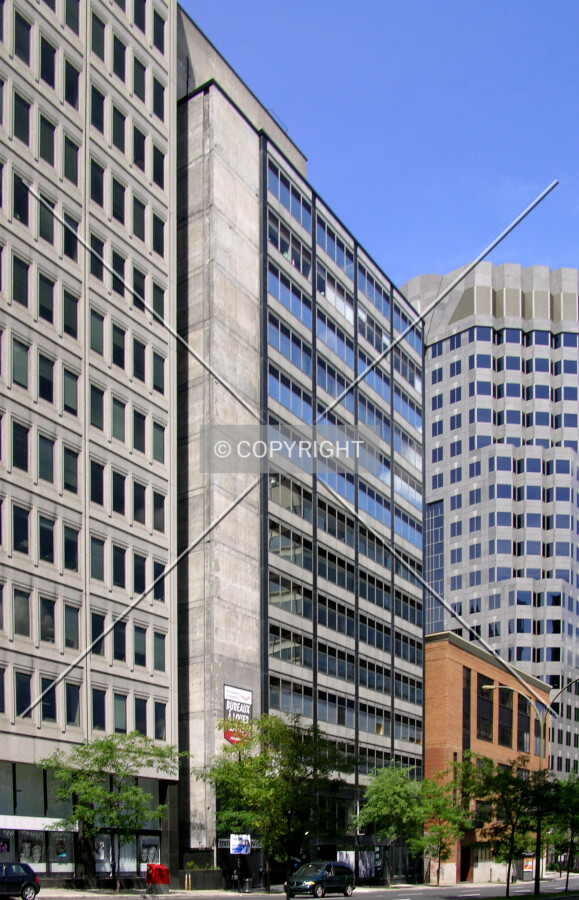 From the south across Boulevard René-Lévesque Ouest