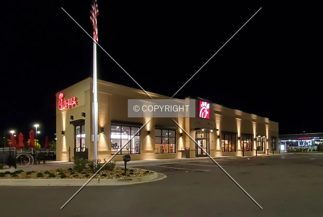 Northwest view at night; October 17, 2019