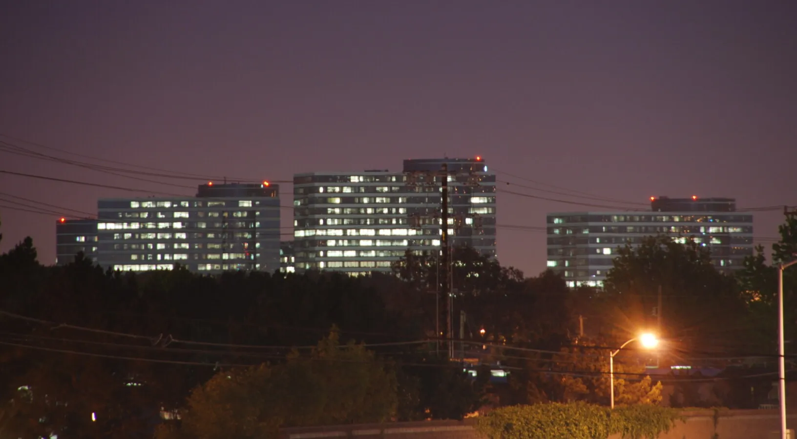 Distant night view of the campus