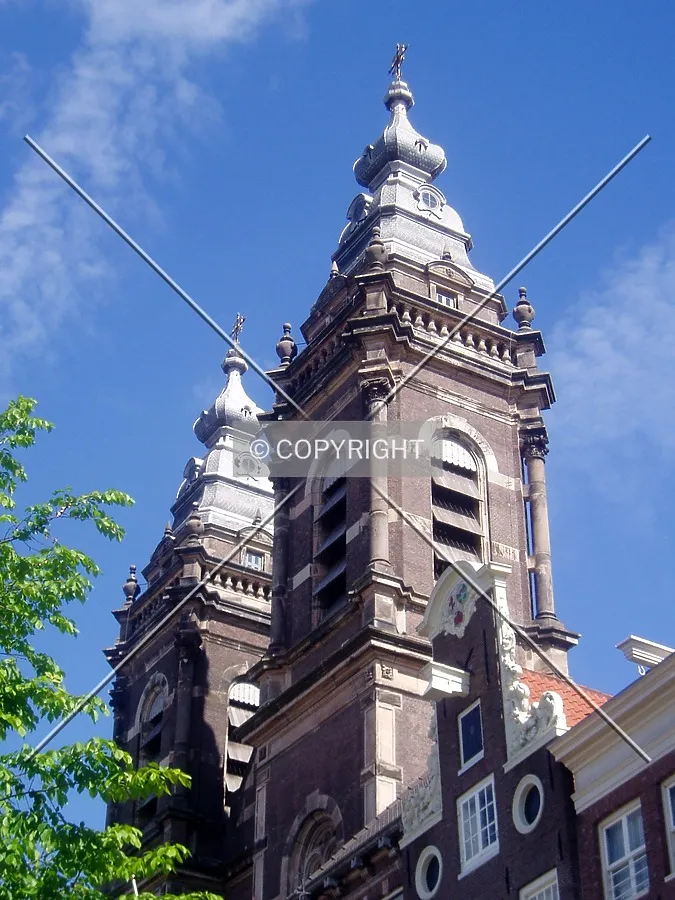 Tops of the front spires from the west