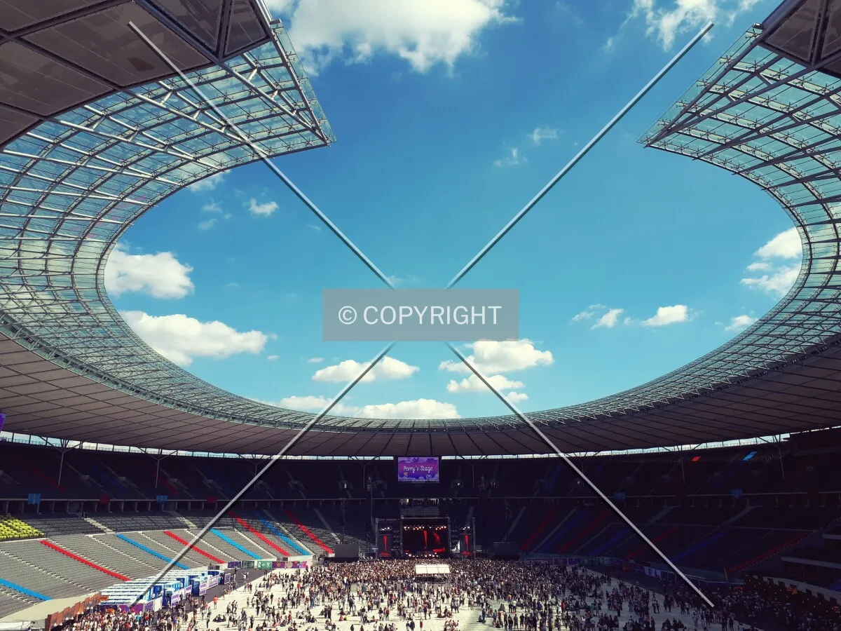 Stadium roof and blue sky