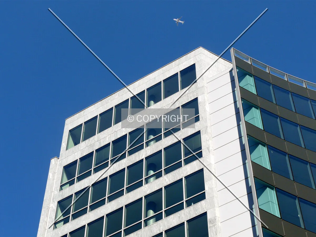 Top of the southwest side, with an airplane flying over