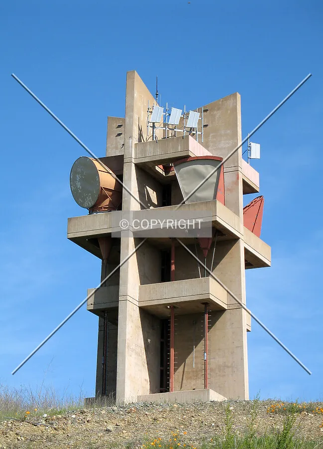 Only the top half of the tower is visible in this view from the west