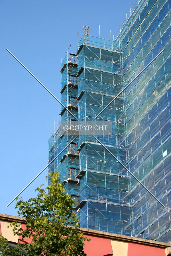 Looking up at the contractors waste chutes