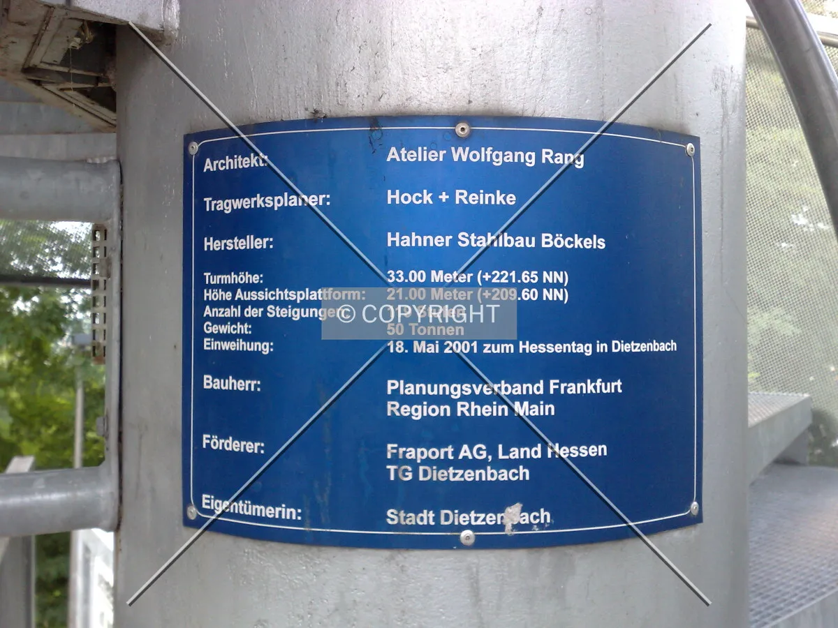 Building sign giving structural details and building information